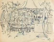 Charles Bégo (élève Gen Paul) - Dessin original - Encre - Paris, manège