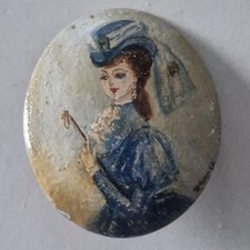 Broche Portrait peint 19eme