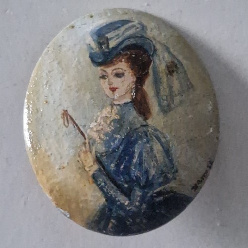 Broche portrait peint - broche, 19eme
