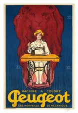 PUB MACHINE a COUDRE PEUGEOT Rcwl-POSTER 50x75cm d'une AFFICHE VINTAGE