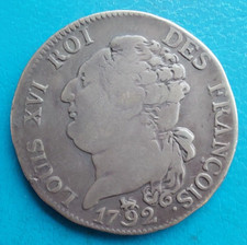 Révolution Constitution Louis XVI 1/2 demi écu de 3 trois livres 1792 A Paris