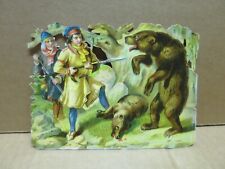 CHASSE A L'OURS ancien  chromo découpi
