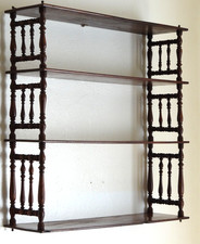 Belle Ancienne Etagère Murale XIXème en Acajou Bois Tourné Louis Philippe