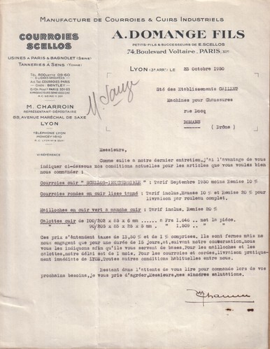 Lyon lettre domange fils - a.,