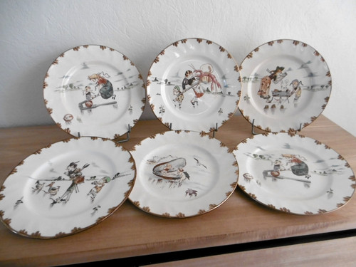 Six assiettes plates faience - six,
