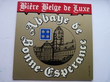 ANCIENNE PUBLICITE PLASTIQUE BIERE ABBAYE de BONNE ESPERANCE
