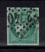 FRANCE YVERT 42Bd SCOTT 42 " CERES BORDEAUX 5c SAGE GREEN " USED FVF SIGNED A170