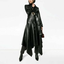 Trench-coat noir en cuir