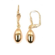 Boucles d'Oreilles Dormeuse Pendant de Larme de 15 mm Plaqué Laminé Or 18K