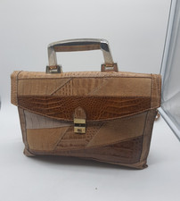 Ancien Sac Cuir Motif Croco