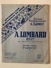 ANCIEN CATALOGUE APPAREILLAGE ELECTRIQUE EN GROS LOMBARD ET CIE - PARIS
