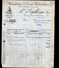 RIVE-de-GIER (42) USINE de TOILES Métalliques "Mme A. GUILLERME" Facture en 1919