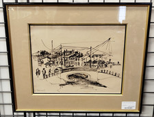 Tableau feutre Venise signé