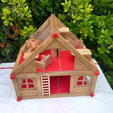 Jouet Ancien-Maison de Poupée en bois & mobilier (23 pièces) Années 1950 