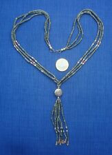 B29 Joli Collier Perle Pierre Verte Métal Argenté Lot Bijou Ethnique Jade