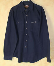 Harley Davidson Lourd Coton Marine Arrière Grand Logo Chemise Travail Sz M Homme