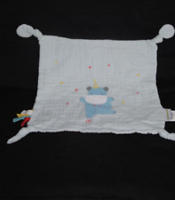 Doudou plat VERTBAUDET VERT BAUDET carré lange coton gaze vert bleu ours étoiles