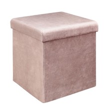 - HD6812 Coffre Pouf Pliable Velours Côtelé Rose, Rangement Pratique, Design ...