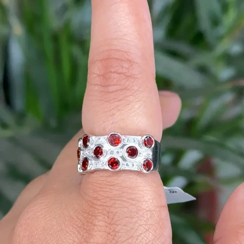 Bague bulles grenat - bague,