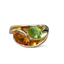 Bague Garel péridot citrine en or 18 carats d'occasion