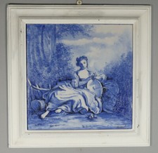 Tableau En Céramique Bleue Et