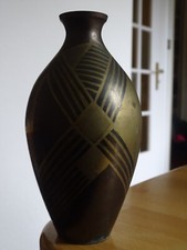 1 ANCIEN VINTAGE VASE LAITON DINANDERIE ART DECO ht 17 cm