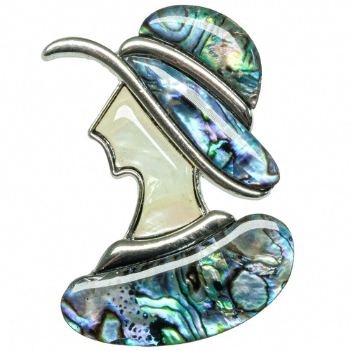 Broche buste dame chapeau - buste,