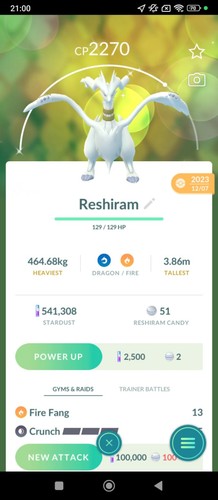 Reshiram shiny registred - reshiram,