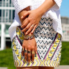 Jupe Zara Jaune Perles Aztec