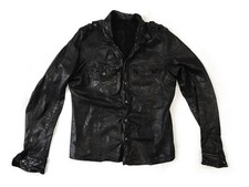 AllSaints McKay Black leather shirt size S