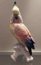 Karl ENS  porcelaine de SAXE  perroquet cacatoès 18.8 cm Haubenpapagaï 1945