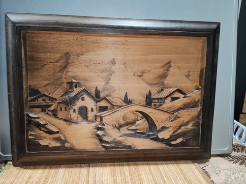 Ancien tableau bois - tableau, en