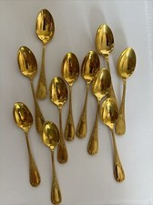 12 CUILLÈRES MOKA 10cmTRÈS BEL ÉTAT ARGENTE VERMEIL Poinçon XIXeme