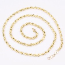 5.5mm Italien Corde Lien Collier Chaîne Pendentif Véritable 10K Jaune or Creux