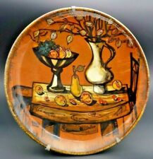 ASSIETTE VINTAGE en CÉRAMIQUE EMAILLÉE décor NATURE MORTE PEINTE par YOUEN 1950