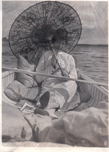 Vintage photograph girls canoe - vintage,