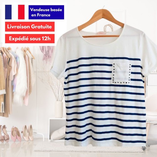 Tee shirt marinière marine - tee-shirt,