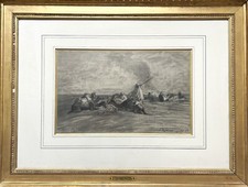Dessin Fusain Charcoal Drawing Original Eugène Fromentin 1853 Laghouat
