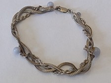 Bracelet Argent Massif 925 & Perle 15 g - 20,5 cm Bijoux Vintage