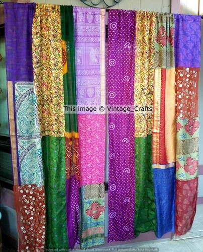 Rideau vintage sari patchwork