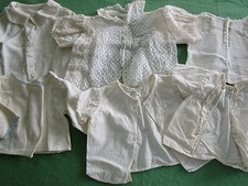 6 pièces chemisiers brassières bébé fait main ancien coton dentelle