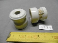 Isolateurs anciens (2) en porcelaine blanche Ø 30 mm made in France (AS34)