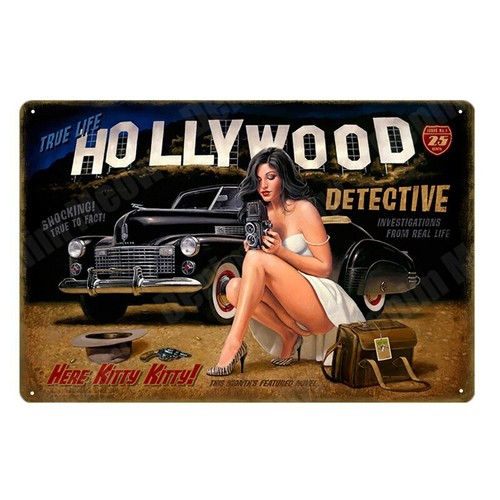 Plaque métal vintage pin up - plaque,