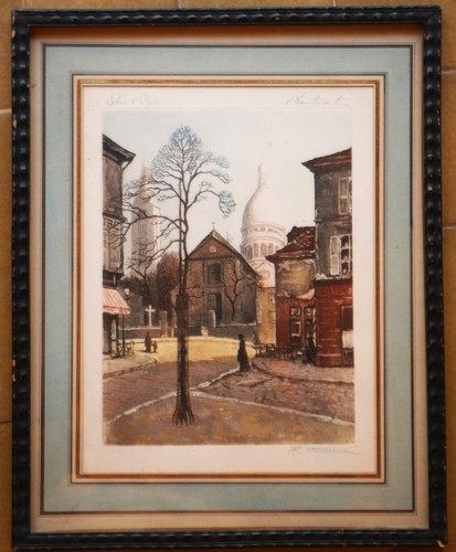 Lithographie signée église - lithographie, signée: