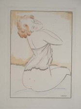 Gustave BUCHET : Le déshabillé, Gravure originale et pochoir signée