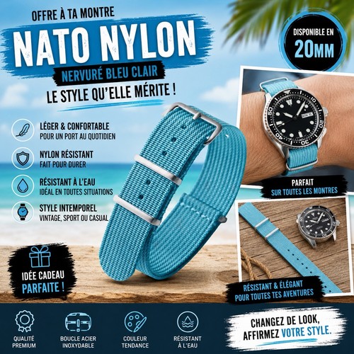 Bracelet montre nato bleu - bracelet,