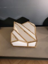 Plafonnier italien en verre et plaqué or 24 carats