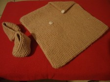 PONCHO et CHAUSSONS -  ROSE