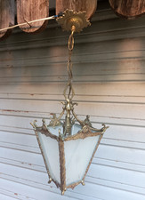 Ancienne lanterne 4 faces en bronze de style Louis XVI en ETAT DE MARCHE