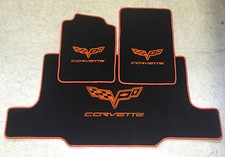 Tapis de Voiture Coffre Ensemble Pour Corvette C6 Cabriolet Sw Orange 3tlg Neuf